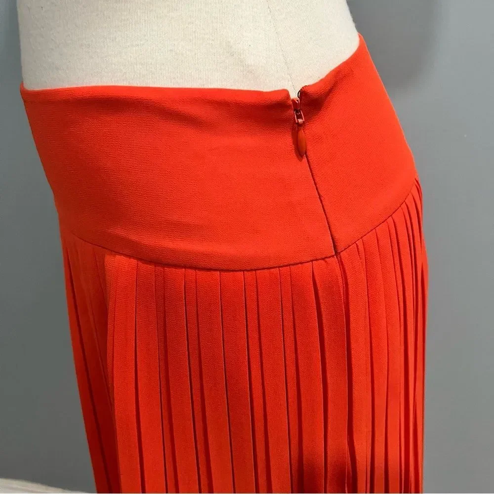 Ann Taylor Loft Orange Color Pop Pleated Fluid Skirt Size 2